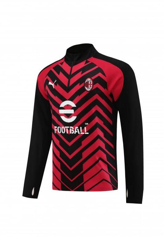 23/24 AC Milan Red Black Half Zipper Jacket+ Pants - Image 7