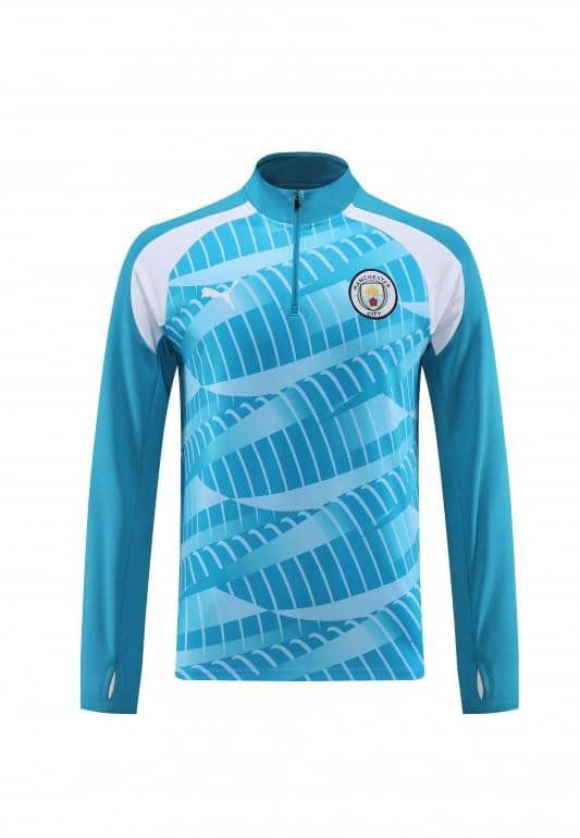 23/24 Manchester City Blue White Half Zipper Jacket+ Pants - Image 5
