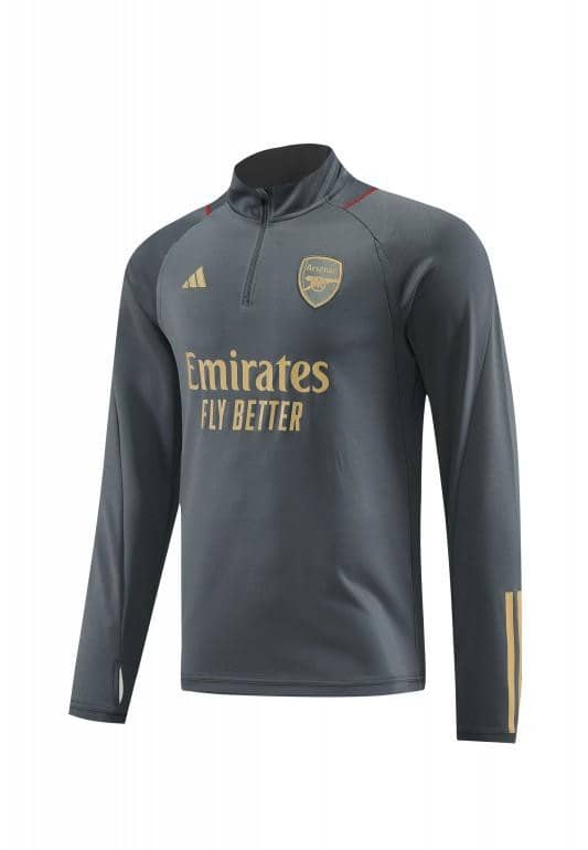 23/24 Arsenal Grey Half Zipper Jacket+Pants - Image 5