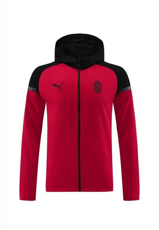 24/25 AC Milan Red/Black Hoodie Full Zipper Jacket +Long Pants - Image 13