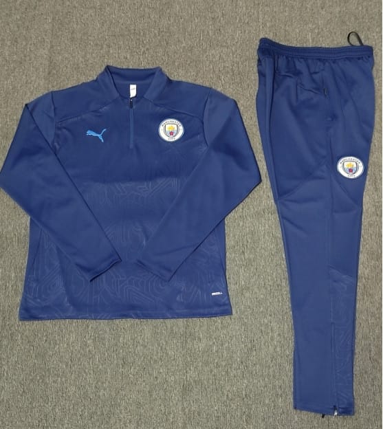 24/25 Kids Manchester City Navy Half Zipper Jacket+Long Pants - Image 2