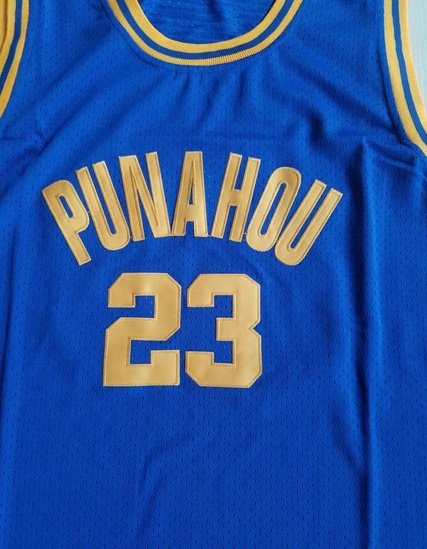 EJ Barack Obama 23 Punahou High Blue Basketbal Jersey - Image 2
