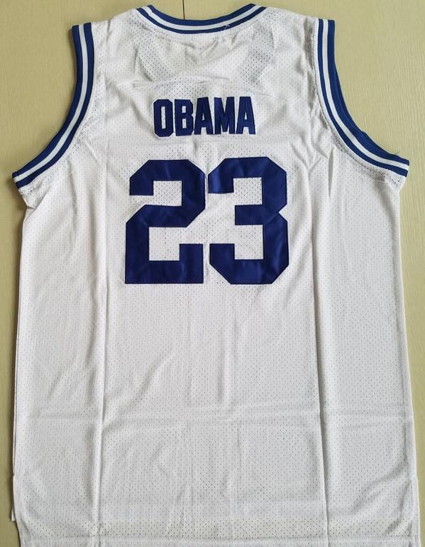 EJ Barack Obama 23 Punahou High White Basketbal Jersey - Image 4
