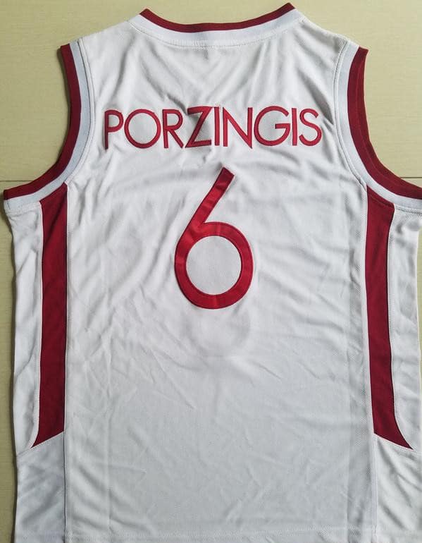 Kristaps Porzingis 6 Latvija White Basketball Jersey - Image 4