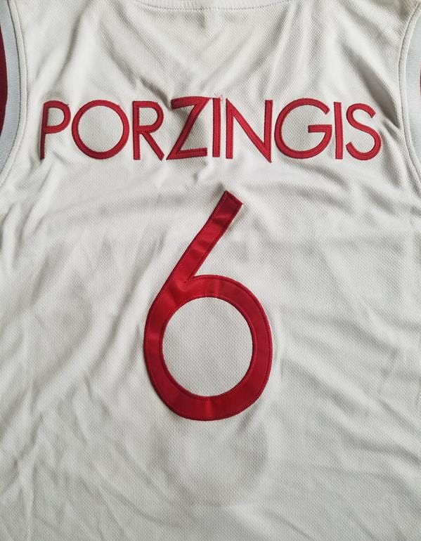Kristaps Porzingis 6 Latvija White Basketball Jersey - Image 2