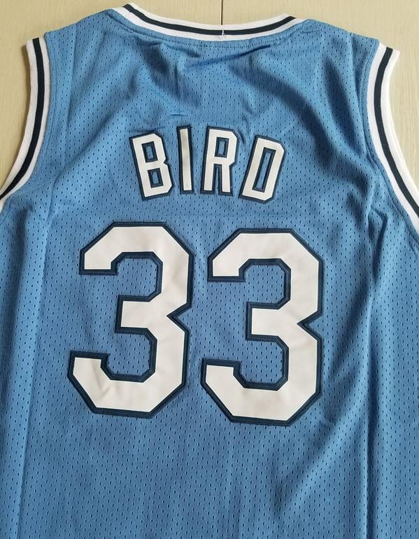 Larry Bird 33 Indiana State College Light Blue Basketball Jersey - Image 2
