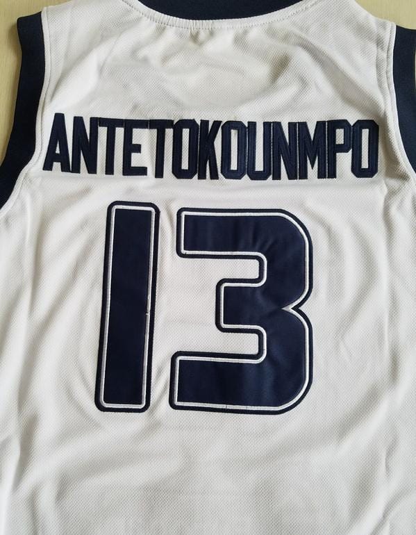 Giannis Antetokounmpo 13 Greece College White Basketball Jersey - Image 2