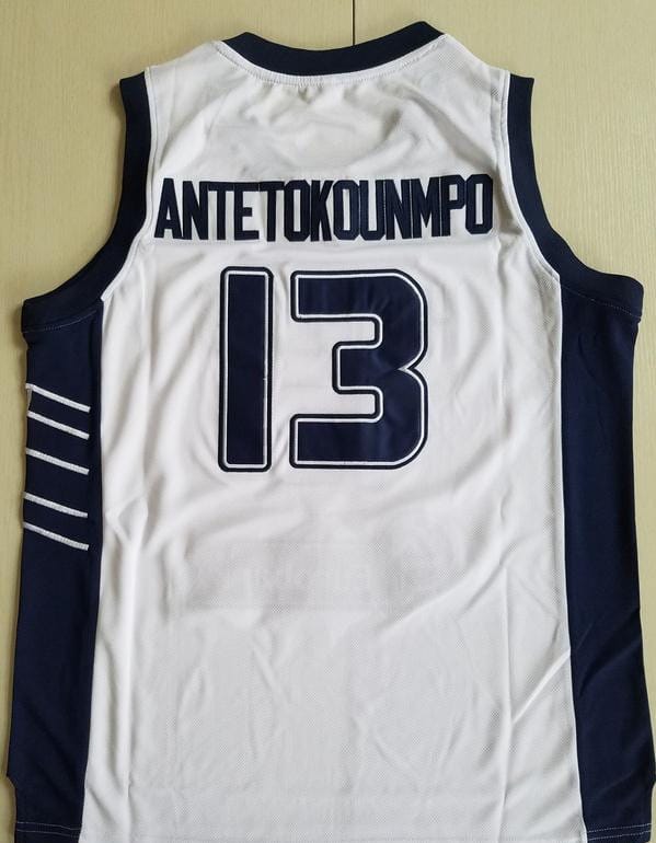 Giannis Antetokounmpo 13 Greece College White Basketball Jersey - Image 4