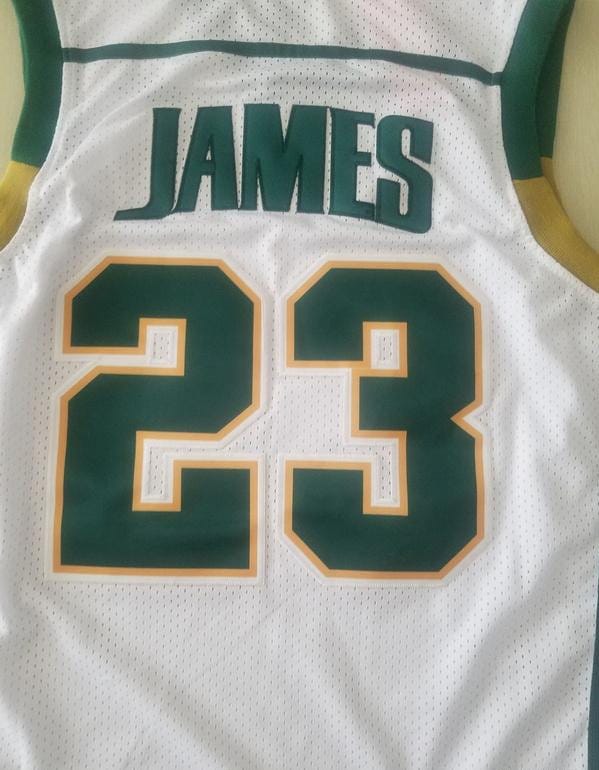 LeBron James 23 Irish High School White Basketball Jersey - Image 5