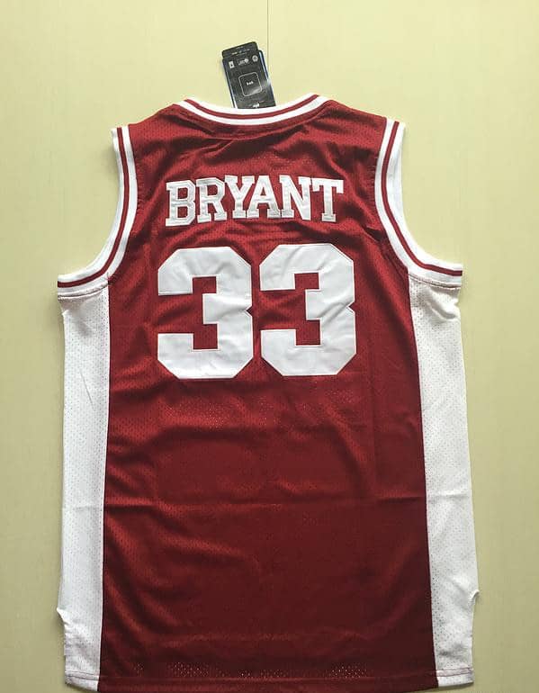 Kobe Bryant 33 Lower Merion High School Red Basketball Jersey - Image 4