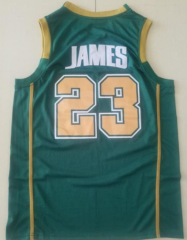 LeBron James 23 Irish High School Green Basketball Jersey - Image 4