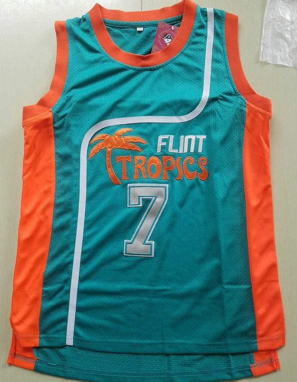 Flint Tropics 7 Coffee Black Basketball Jersey Semi Pro Team New