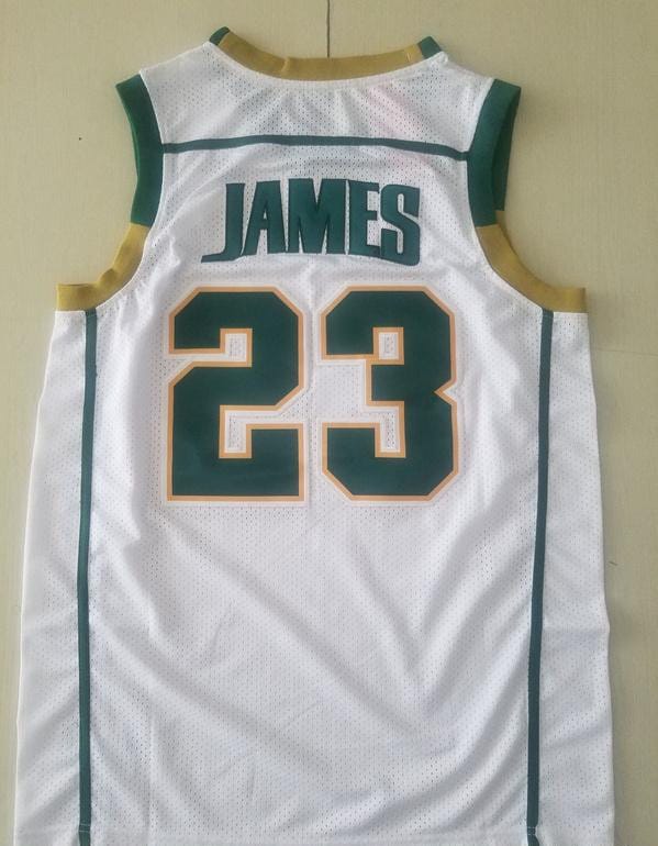 LeBron James 23 Irish High School White Basketball Jersey - Image 4