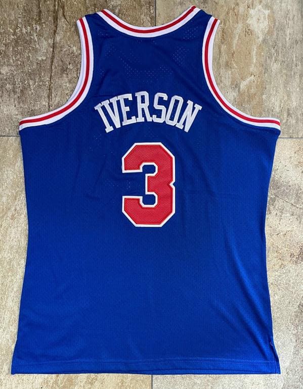 Men's Allen Iverson Blue Retro Classic Team Jersey - Image 5
