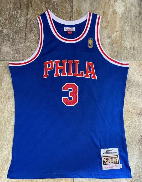 Men's Allen Iverson Blue Retro Classic Team Jersey - Image 7