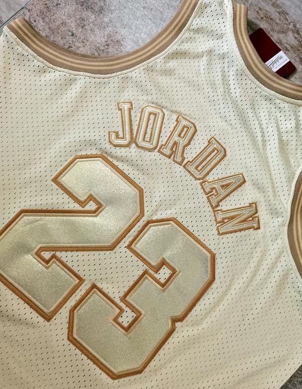 Men's Michael Jordan Golden Retro Classic Team Jersey - Image 7