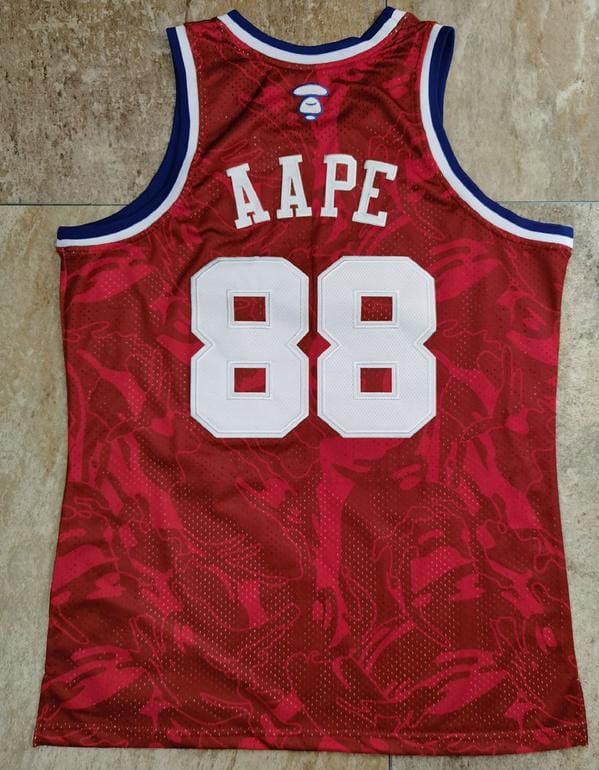 Men's AAPE Red Retro Classic Team Jersey - Image 8