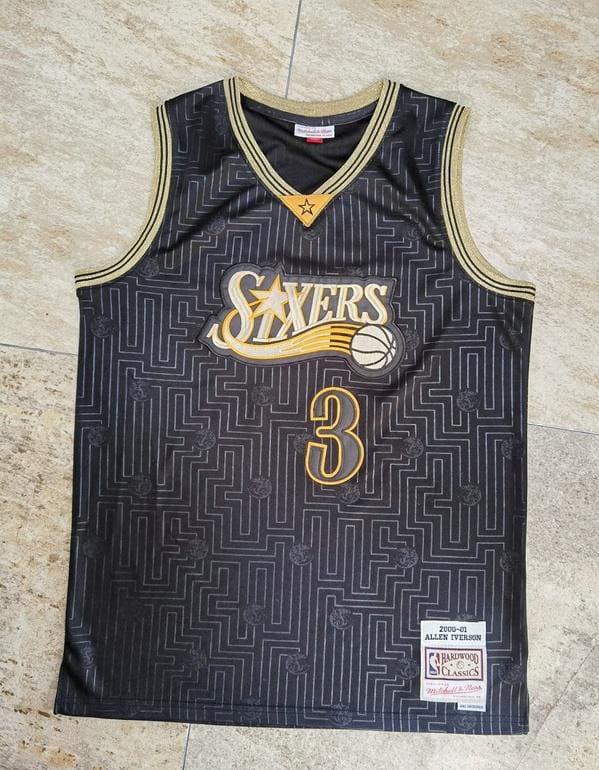 Men's Allen Iverson Black Retro Classic Team Jersey - Image 2