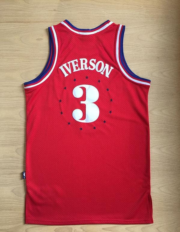 Men's Allen Iverson Red Retro Classic Team Jersey - Image 2