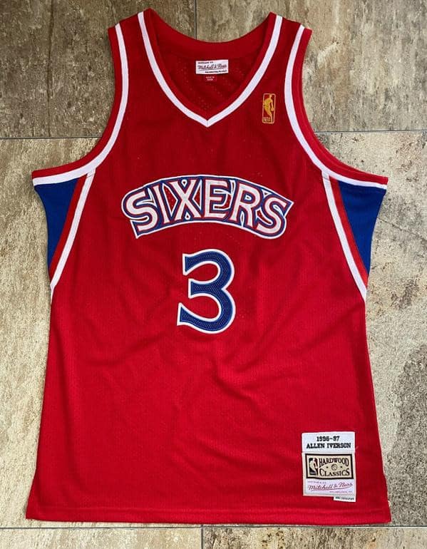 Men's Allen Iverson Red Retro Classic Team Jersey - Image 2