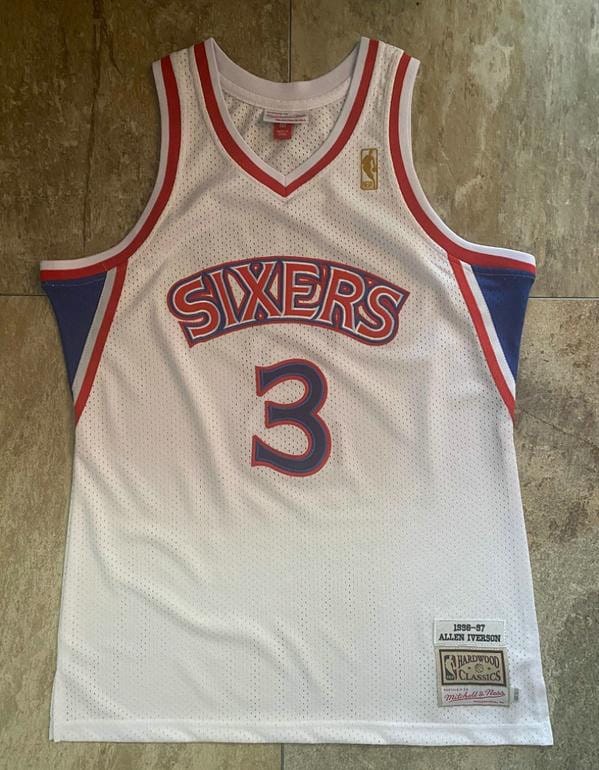 Men's Allen Iverson White Retro Classic Team Jersey - Image 3