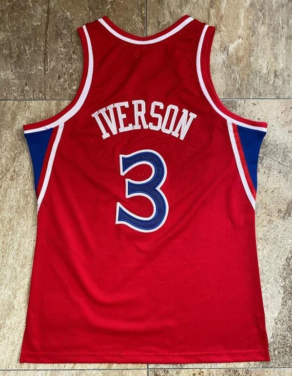 Men's Allen Iverson Red Retro Classic Team Jersey - Image 4