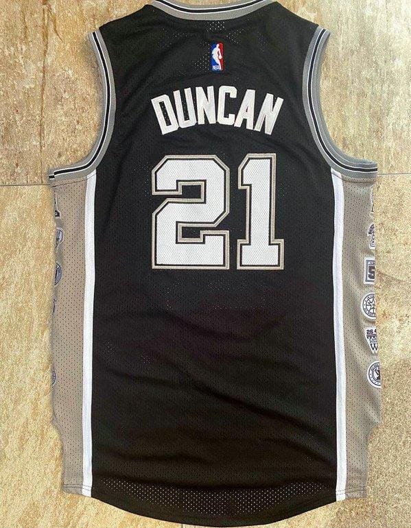 Men's Tim Duncan Black Retro Classic Team Jersey - Image 5