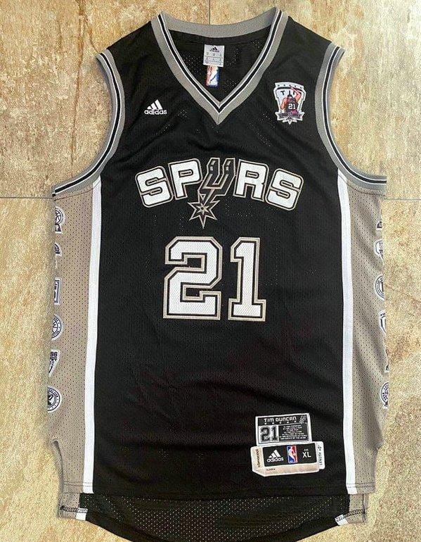 Men's Tim Duncan Black Retro Classic Team Jersey - Image 14