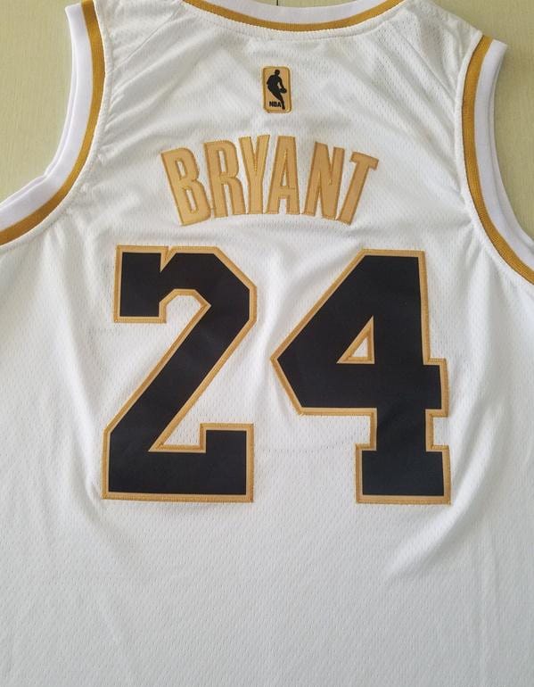 Kobe Bryant 24 White Golden Edition Jersey - Image 5