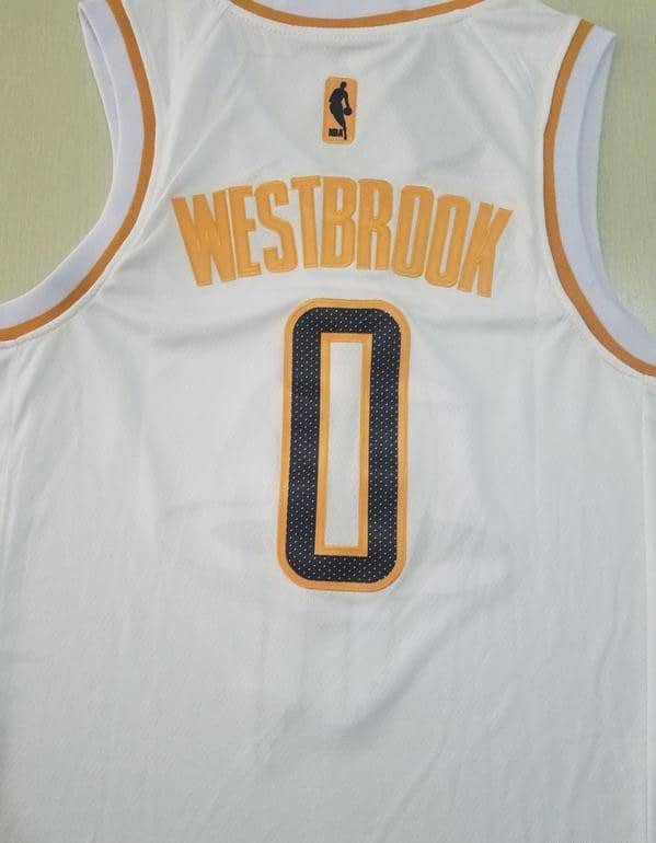 Russell Westbrook 0 White Golden Edition Jersey - Image 5