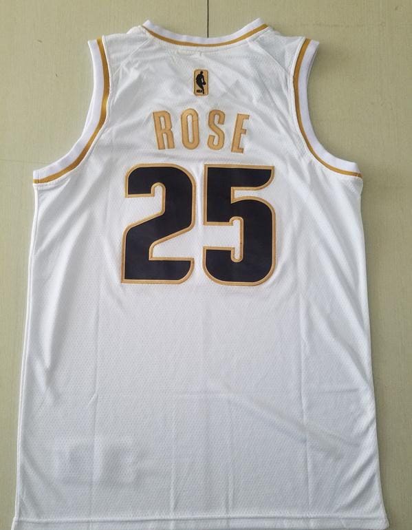 Derrick Rose 25 White Golden Edition Jersey