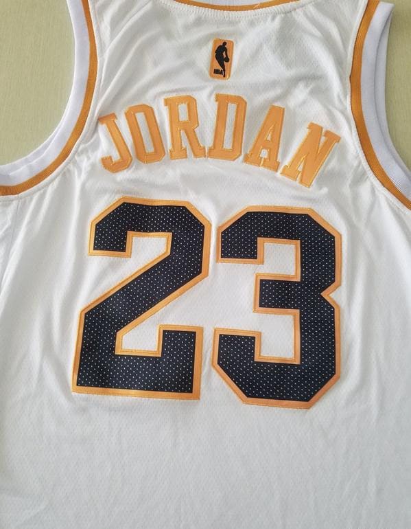 Michael Jordan 23 White Golden Edition Jersey - Image 5