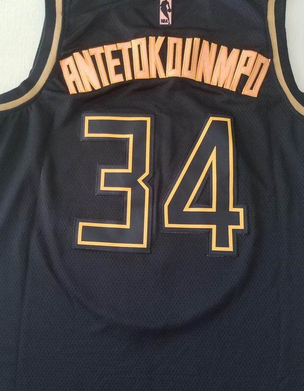 Giannis Antetokounmpo 34 Black Golden Edition Jersey - Image 5
