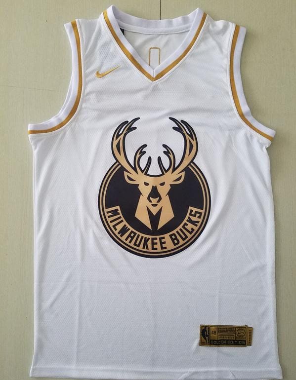 Giannis Antetokounmpo 34 White Golden Edition Jersey - Image 2