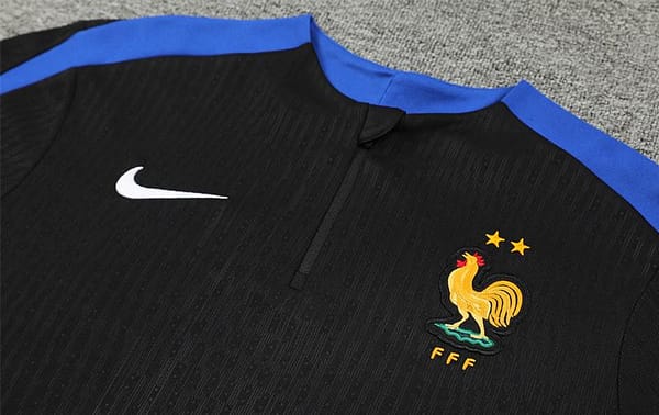 Player Version 2024 France Black Half Zipper Jacket+Long Pants - Image 11