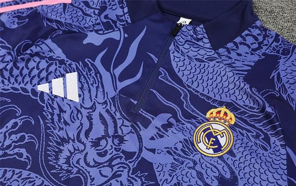 24/25 Real Madrid Navy Dragon Half Zipper Jacket+Long Pants - Image 11