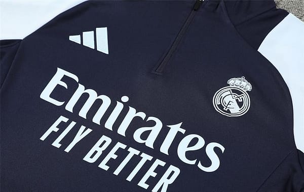 24/25 Real Madrid White/Navy Half Zipper Jacket+Long Pants - Image 11