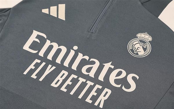24/25 Real Madrid Grey/Khaki Half Zipper Jacket+Long Pants - Image 10