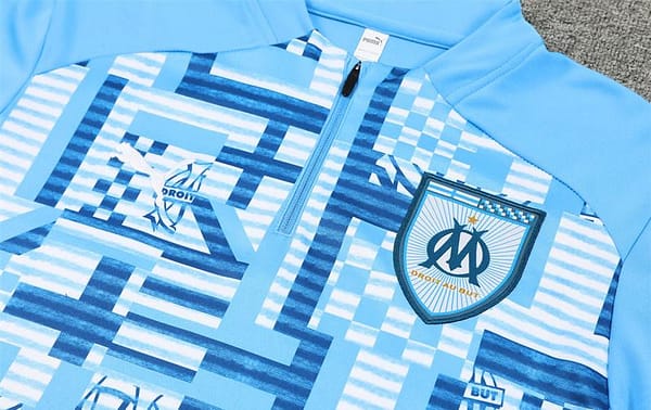24/25 Olympique Marseille Blue Camouflage Half Zipper Jacket+Long Pants - Image 11