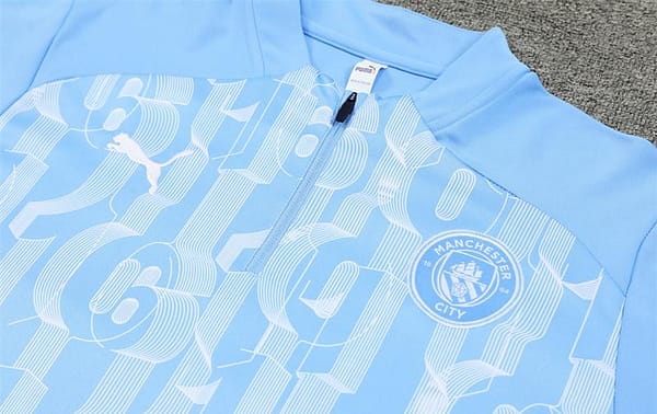24/25 Manchester City Light Blue Half Zipper Jacket+Long Pants - Image 10