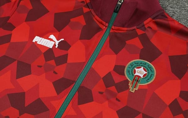 2024 Morocco Red  Full Zipper Hoodie Jacket+Pants - Image 5