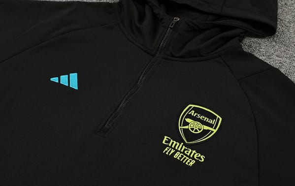 23/24 Arsenal  Black Hoodie Half Zipper Jacket+ Pants - Image 2