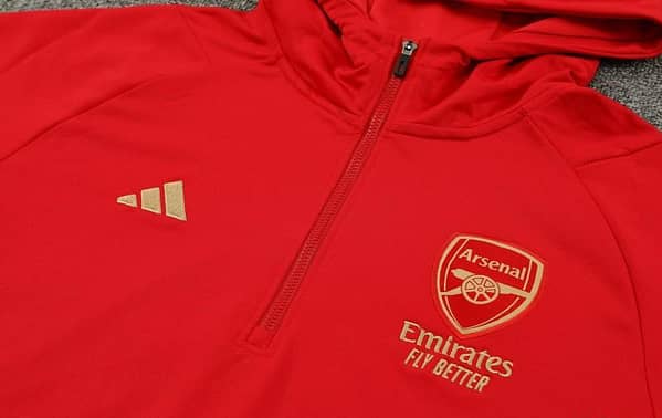 23/24 Arsenal Red Hoodie Half Zipper Jacket+ Pants - Image 4