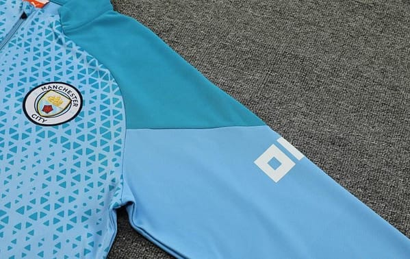23/24 Manchester City Blue Mixed Color Half Zipper Jacket+ Pants - Image 5
