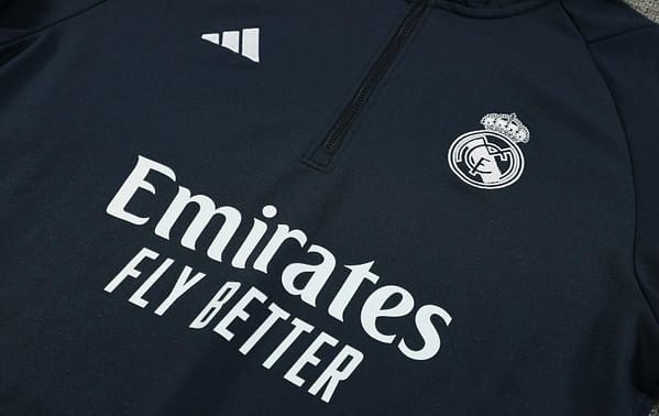 23/24 Real Madrid Navy Hoodie Half Zipper Jacket+ Pants - Image 3