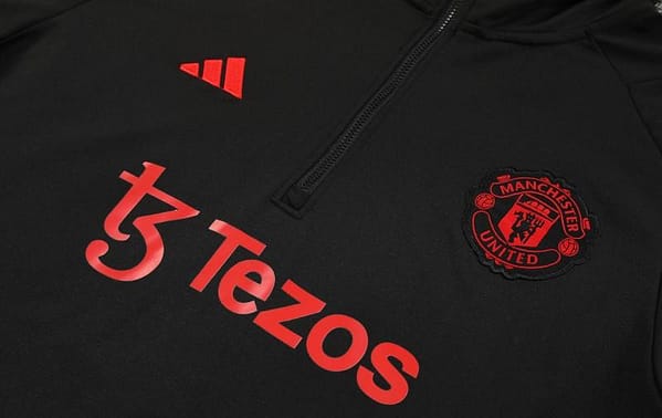23/24 Manchester United Black Hoodie Half Zipper Jacket+ Pants - Image 13