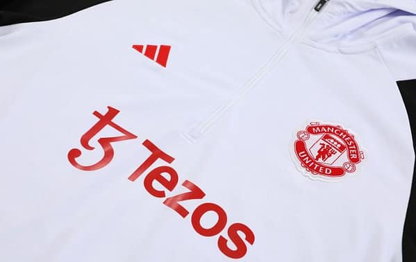 23/24 Manchester United White Hoodie Half Zipper Jacket+ Pants - Image 2