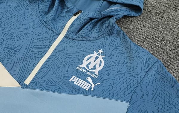 23/24 Olympique Marseille Blue Half Zipper Hoodie Jacket +Pants - Image 7