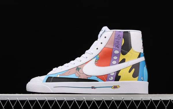 Ruohan Wang X NIKE Blazer Mid 77 Flyleather QS Trail Blazers graffiti high upper board shoes CZ3775-900