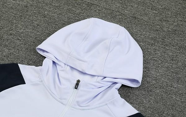 23/24 Real Madrid White Hoodie Half Zipper Jacket+ Pants - Image 3